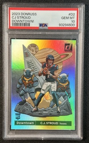 C.J. STROUD PSA 10 2023 PANINI DONRUSS #D-2 ROOKIE DOWNTOWN! SSP RC TEXANS 600