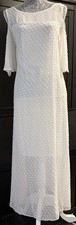 Sorority Initiation or Wedding White Swiss Dot Maxi Dress Cold Shoulder Size 10
