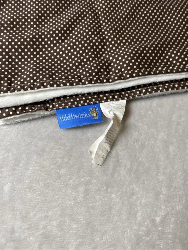 Tiddliwinks Reversible Baby Security Blanket Polka Dot Brown White Circle Lovey - Image 3 of 4