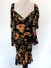 Pretty Little Thing Dress Party Occasion BNWT UK 10 Ruched Front Puff Sleeves