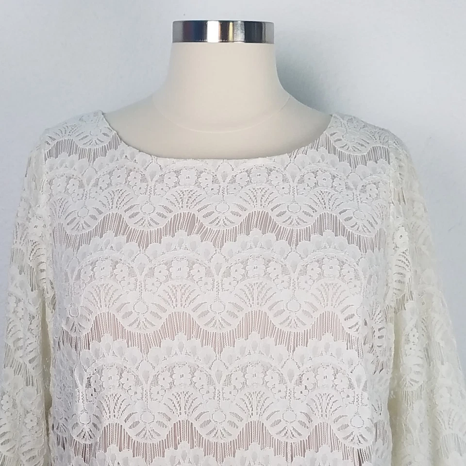 Jessica Howard Dress Size 2X Ivory Lace Beige Lined Evening Party Formal AS IS - Image 4 of 4