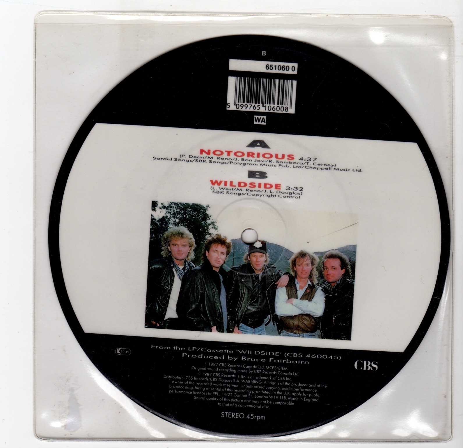 (II380) Loverboy, Notorious / Wildside - 1987 - 7 inch picture vinyl