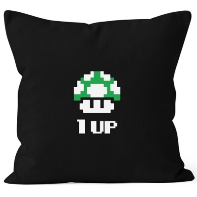 Kissenbezug Geburtstag Retro Pixel-Pilz 1-Up-Pilz Level-Up Gaming Konsole 90er