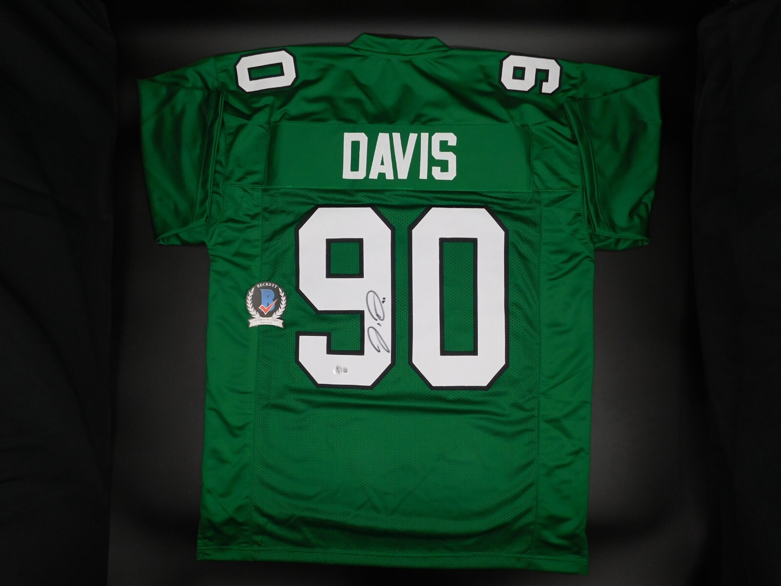 Jordan Davis Autographed Signed Philadelphia Eagles Kelly Green Jersey BAS COA 