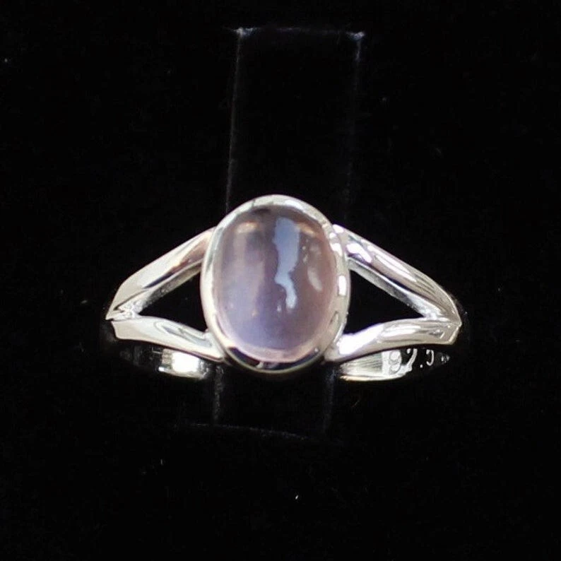 Rose Quarz Oval Edelstein Ring 925 Sterlingsilber Liebe Valentinstag Geschenk - Bild 3 von 4