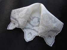 Vintage Cream Wedding Hankie Embroidered Open Thread Work "Unused"