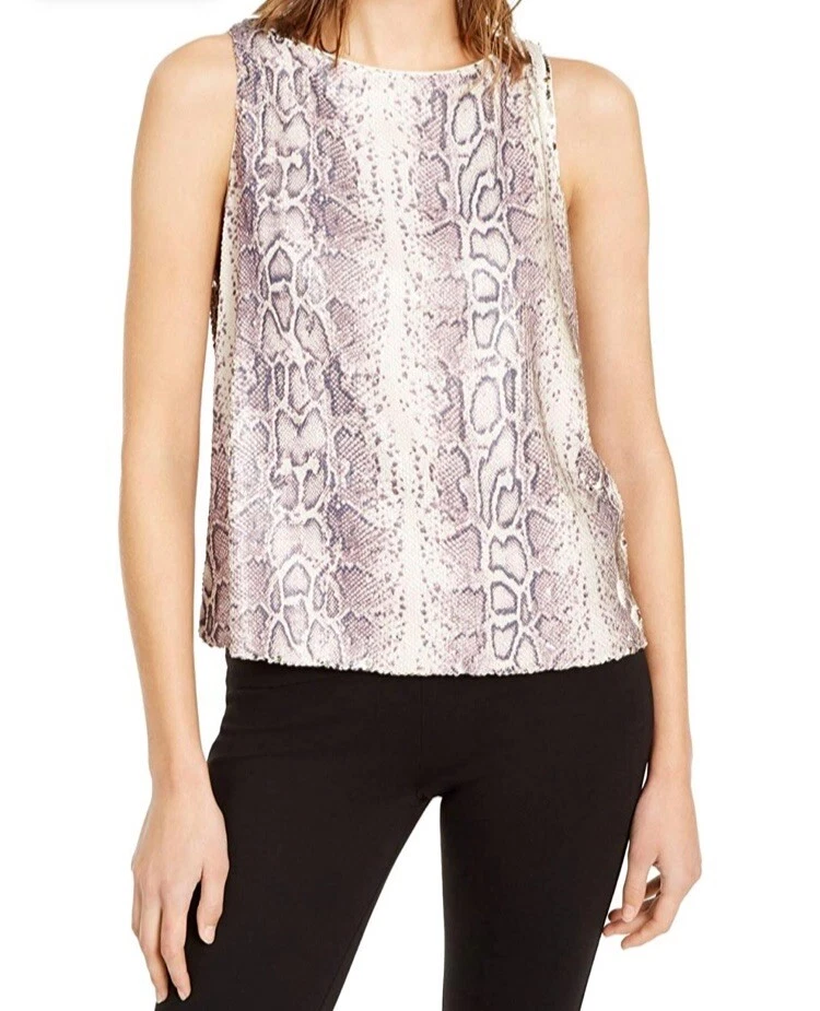 INC женщин блестками без рукавов животное змея печать вечеринки Майка подкладка размер XL - Изображение 3 из 4