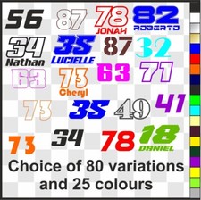 3 x Race Numbers Quads Scooters Cars Motorbikes Buggy MX Track Stickers Decals