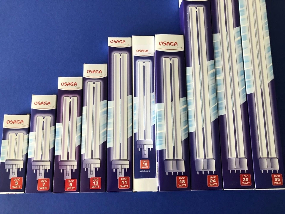 UVC Lampe Röhre Ersatzlampe Osaga 5 7 9 11 13 18 24 36 55 75 Watt 2G11 G23 T5