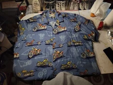 Paradise Found Hawaiian Shirt Mens 4Xl  Short Sleeve Motorcycles Blue 🏍 vintage