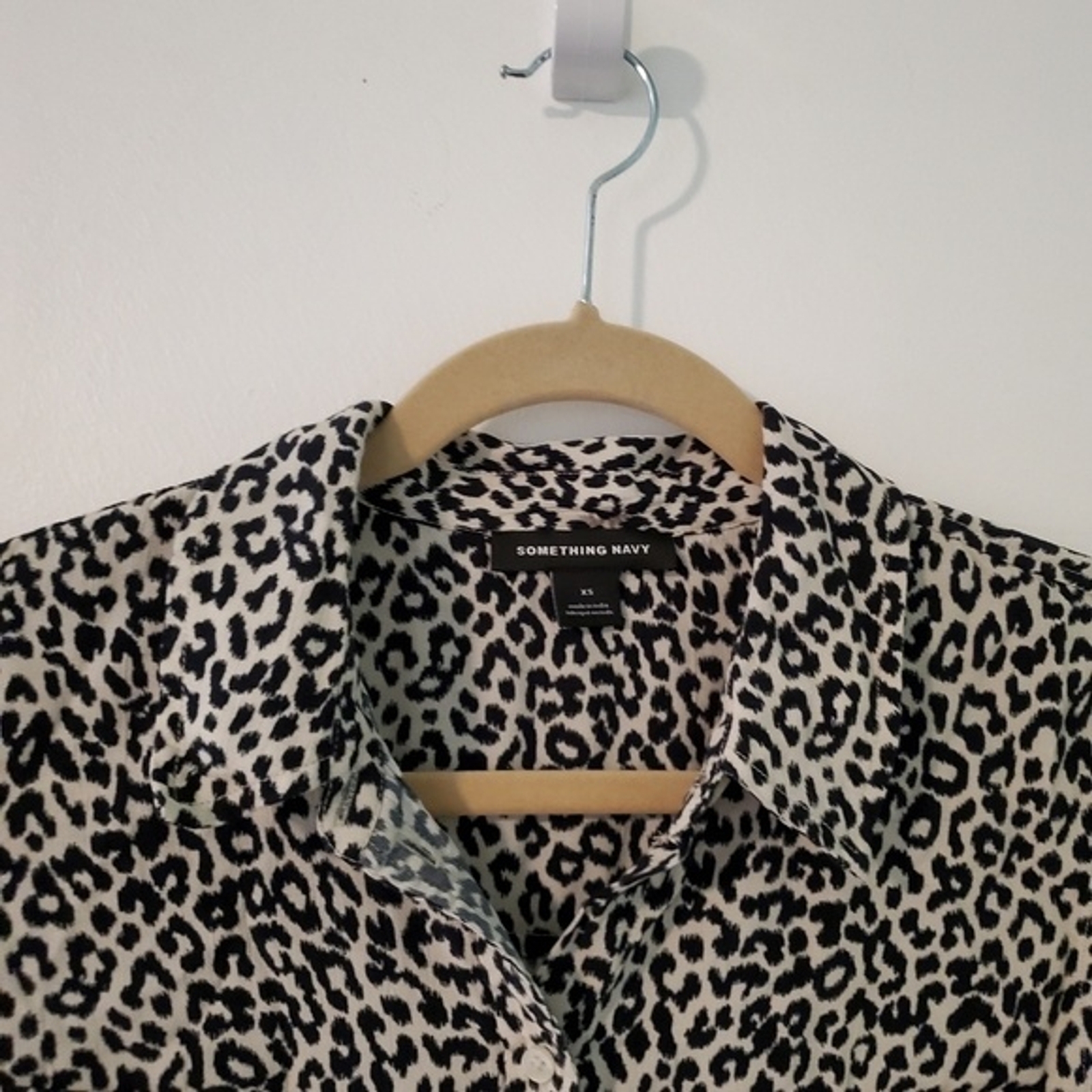 Something Navy Leopard Button Down Blouse - image 8