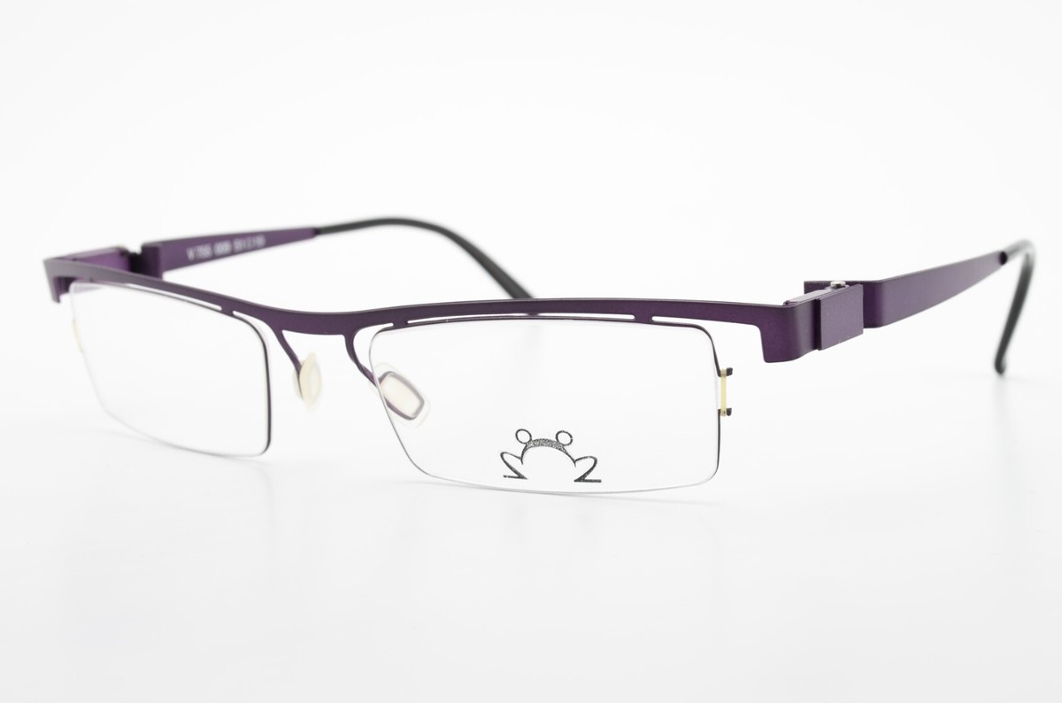 Eyedc Glasses V755 009 51-19 Purple Steel Halfrim Optic
