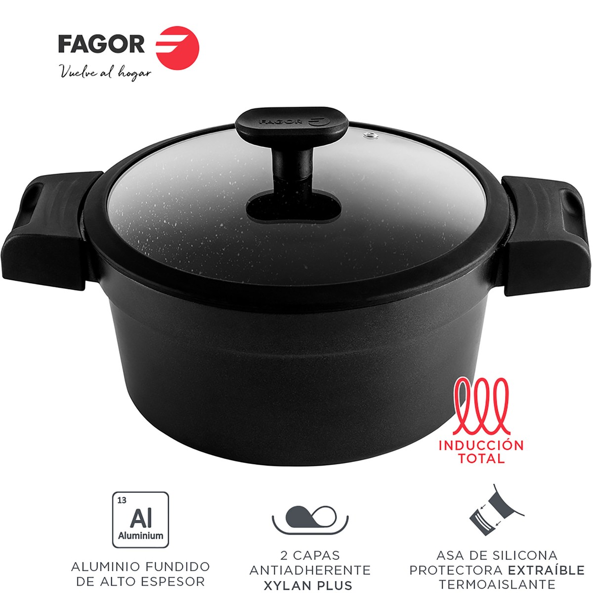 briebe Batteria da Cucina Induzione 12 Pezzi, set di 4 Pentole in Alluminio Fuso + 2 Padelle, Antiaderente ILAG GRANITEC senza PFOA, Coperchi in Vetro, Guanti in Silicone, Vetroceramica, Gas, Forno