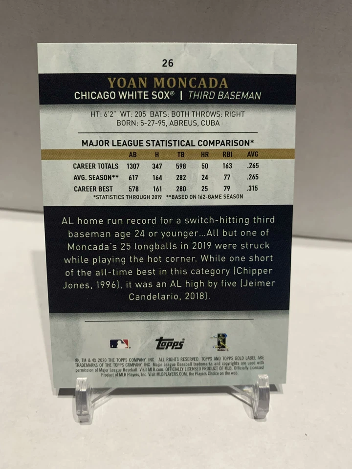 2018 TOPPS GOLD LABEL CLASS 3 RED PARALLEL YOAN MONCADA WHITE SOX /25 #34 - Image 2 of 2