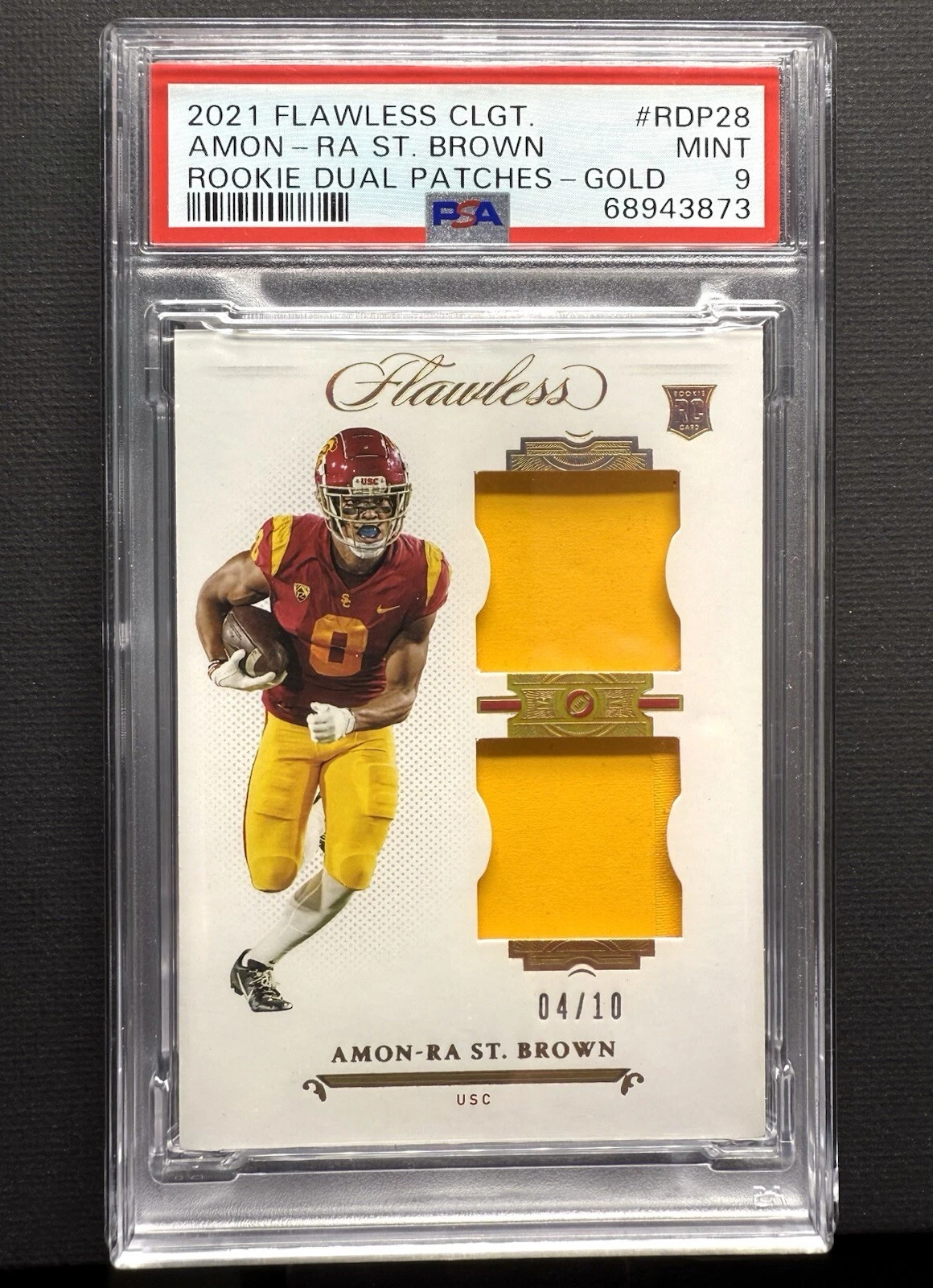 Amon-Ra St. Brown Panini Flawless Collegiate Rookie Dual Patches #RDP28 Gold