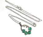 New 10k white gold .18ct SI2 H diamond Natural emerald pendant necklace 1.5g 18" — photo 5