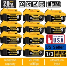 20V 5/6Ah Replacement For DeWalt DCB206 20Volt Max Li-Ion DCB207 Lithium Battery
