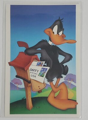 Postcard Daffy Duck Mailbox US Stamp Promo Advertisement 4x6'' 