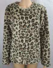NWT New Directions Women's L Fuzzy Faux Fur Leopard Print Jacket/Coat