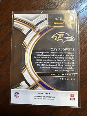 ZAY FLOWERS 2023 SELECT PREMIER LEVEL ROOKIE DIE CUT RED YELLOW RC