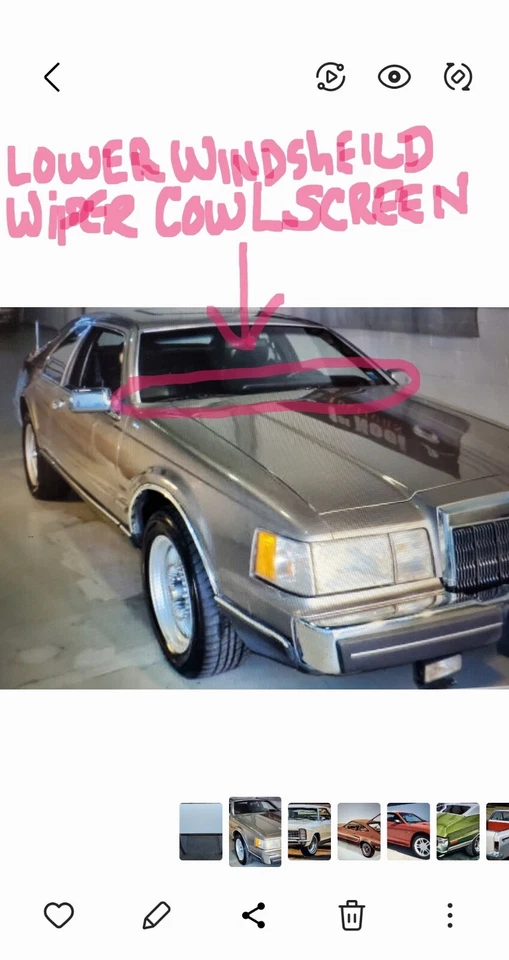 84-92 LINCOLN MARK Vll LSC LIMPIAPARABRISAS CUBIERTA PANTALLA METAL OEM Foto 2 de 4