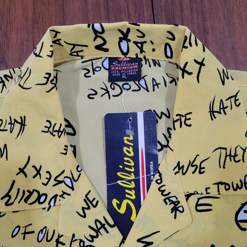 Camisa vintage y2k Hater amarilla scooter ropa de calle hip hop XL nueva con etiqueta Foto 4 de 4