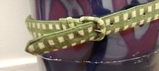 SACONY Vintage Belt 1950s 60s Cloth Avocado Checkered Belt Size 18 Waist 29 In