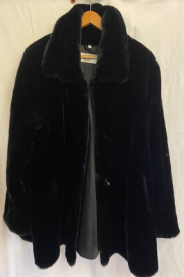 UpTown Finest Fashion Women's Fluffy Faux Fur Coat Black Size 44