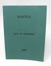 1957 White's Gentlemen's Club LIST OF MEMBERS St James's London Names Dates SC