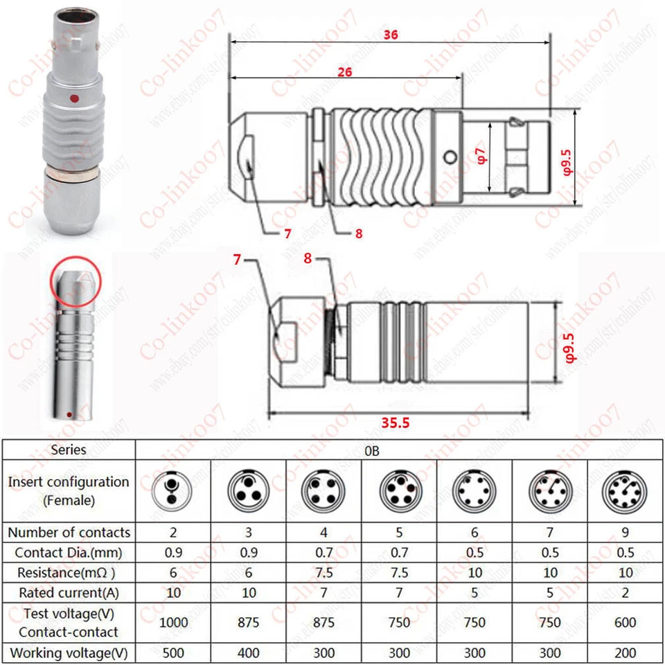 FGG PHG 0B M09 2 3 4 5 6 7 9 Pin plug For Arri Alexa Camera Timecode Terade Bond - Image 3 of 4