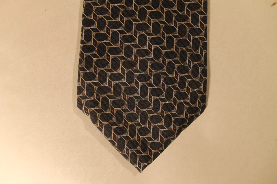 Corbata Bill Blass Silk dorada geométrica Foto 2 de 3