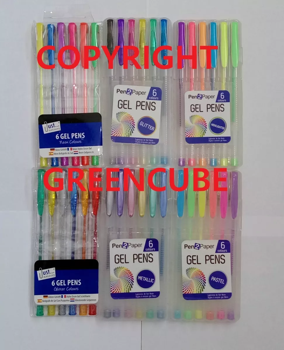 6 Gel Pens Glitter And Pastel Metallic Sparkly Art Craft for Home School  Office