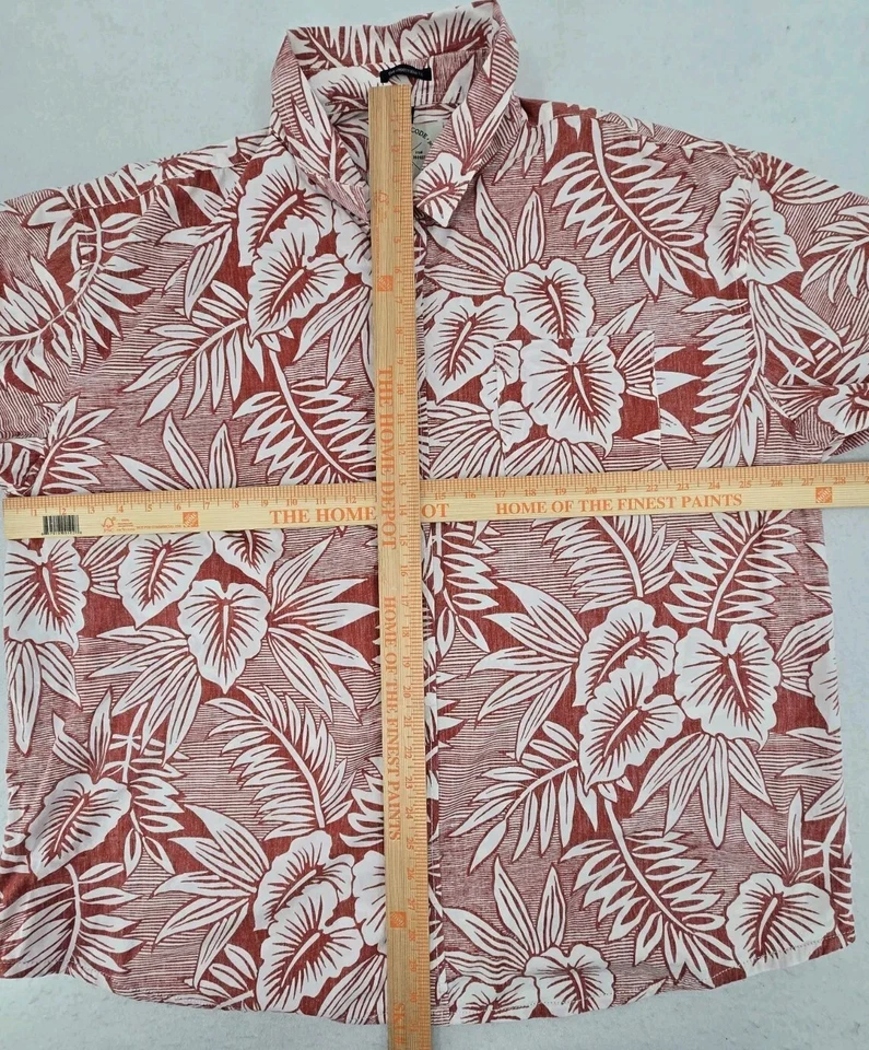 Camisa havaiana Native Code 3XL algodão vermelho floral Aloha férias casual masculina - Imagem 4 de 4