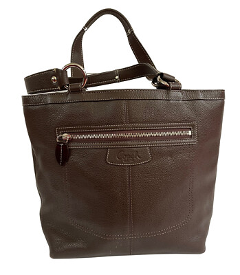 COACH Penelope Tote Bag Brown Pebbled Leather Lavender Interior