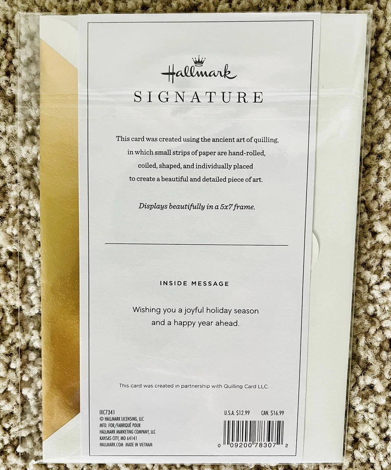 NIP Santa Frameable Handmade Christmas Card Hallmark Quilling Card Art Card 5X7 - Image 4 of 4