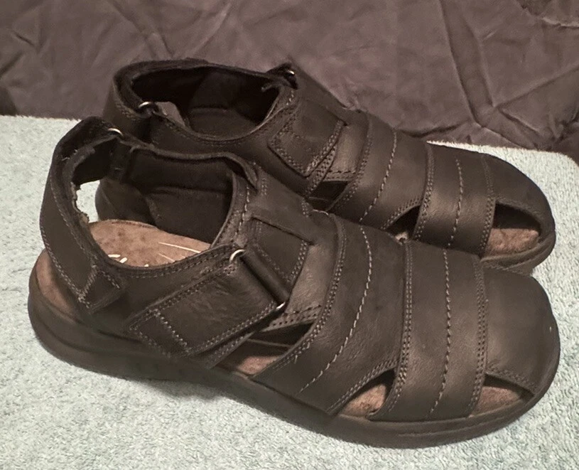 Bicchiere uomo Clarks Hapsford Cove. Sandali neri taglia US 10M (0808) nuovi con scatola