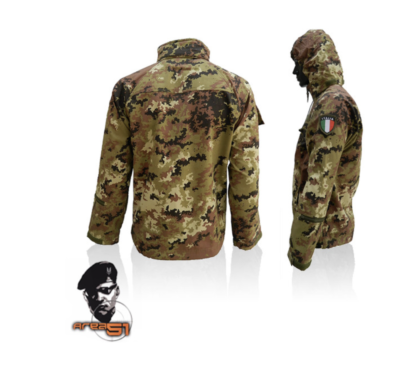GIACCA SOFT SHELL IMPERMEABILE MILITARE VEGETATA ITALIANA ESERCITO ITALIANO