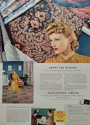 1941 Alexander Smith broadloom carpeting carpets happy blonde vintage Ad
