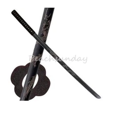 32'' Black Bokken Daito Wooden Practice Japanese Katana Sword, Carved Dragon