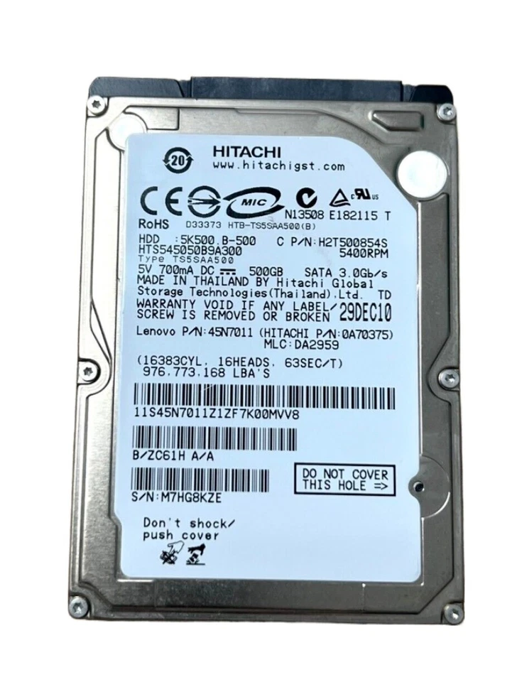 Hitachi 5K500.B HTS545050B9A300 500GB Internal 5400RPM 2.5" SATA Hard Drive - Image 2 of 4