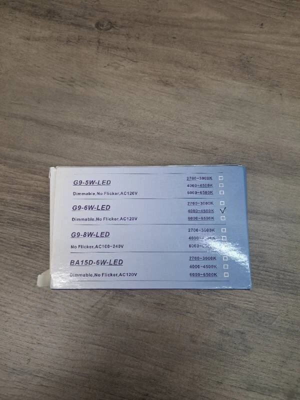 No Flicker G9 Led Bulbs Dimmable 6W White 4000-4500K,AC120V Dimmable 5pack - Image 4 of 4