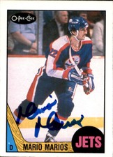 Mario Marois Signed Auto 1987-88 O-Pee-Chee card Winnipeg Jets