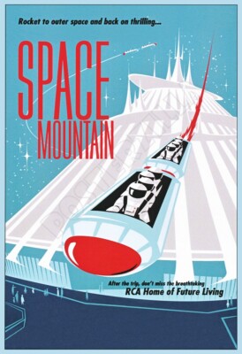 Disney's Space Mountain Ride - Vintage-Style Poster | eBay