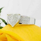 3Ct Round Cut REAL Moissanite Heart Wedding Trio Ring Set 14K White Gold Plated — photo 3
