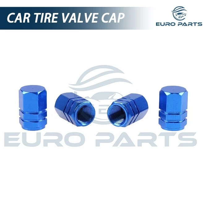 Blue*4 Aluminum Car Tire Valve Caps Tyre Valve Stem Cover Air Dust Wheel Rim Cap - Image 4 of 4
