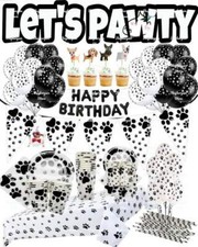 Dog Puppy Party Supplies Tableware Plates Cups Birthday Paw Decorations Balloons