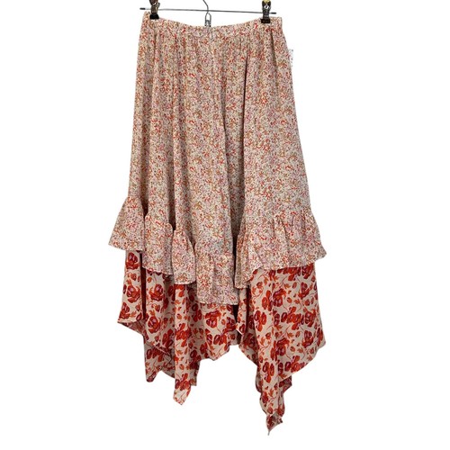 Free People Zuma tropfer Midirock Rüschen rostrot Kombi 0B1064156 Damen 4 neu mit Etikett