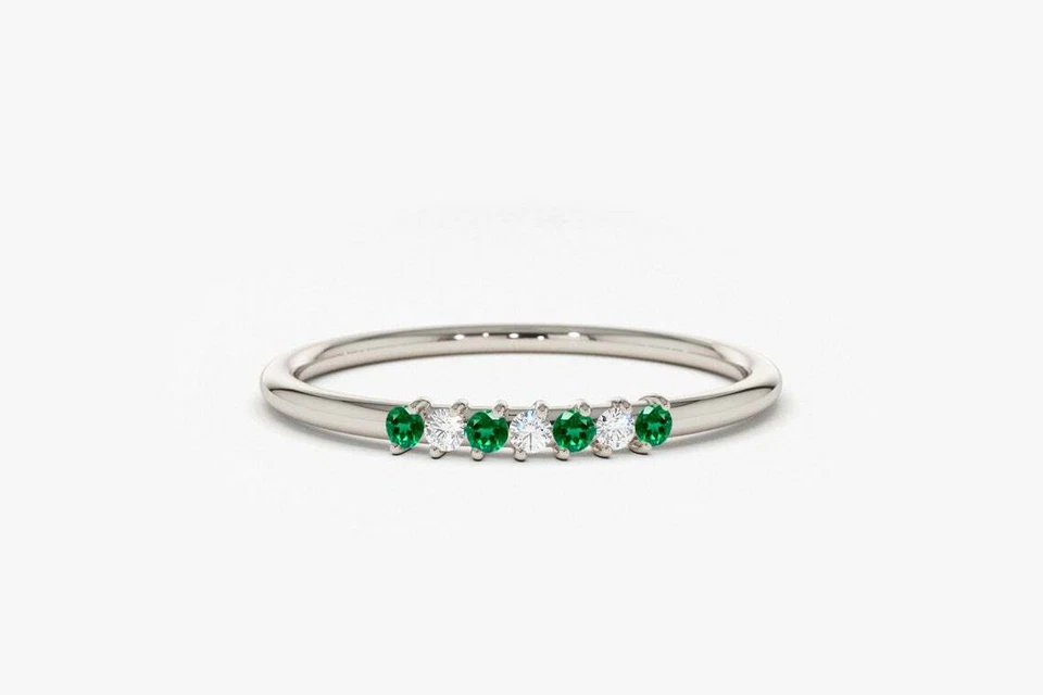 Damen Smaragd & Diamant Brillanten Gesamt 0,11ct VS Ring Kombination Emerald - Bild 3 von 4