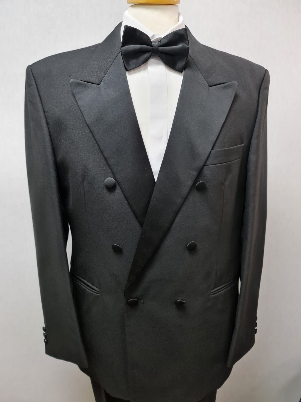 MENS BLACK DOUBLE BREASTED TUXEDO DINNER PROM SUIT JACKET EX HIRE ALL