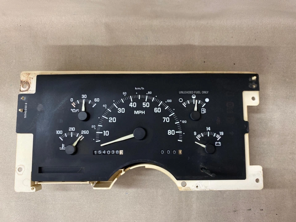 1992 Chevrolet C2500 спидометр кластер 154K миль без тахометра OEM 16140015 - Изображение 3 из 4